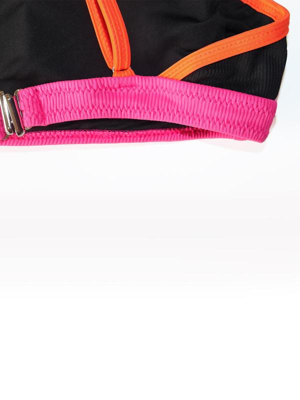 Two-Piece Set Women's Contrast Binding Swimsuit Set, Casual Patchwork Adjustable Straps Wireless Bra & High Cut Swim Bottom, Ladies Summer Swimwear for Beach Holiday Vacation, Bikini Sets, Swimsuit for Women