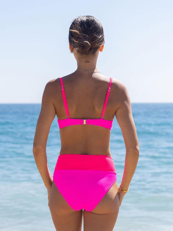 Two Counts Women's Colorblock Adjustable Strap Bikini Sets, Underwire Swim Top & High Waist Swim Bottom, Two-piece Swimsuit for Summer Beach Holiday, Back-to-School Clothing, Bathing Suits Women, Bikinis Summer 2024