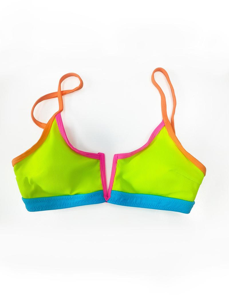 Two-Piece Set Women's Contrast Binding Swimsuit Set, Casual Patchwork Adjustable Straps Wireless Bra & High Cut Swim Bottom, Ladies Summer Swimwear for Beach Holiday Vacation, Bikini Sets, Swimsuit for Women